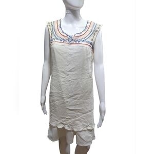 Solitaire Embroidered Tunic in Cream and Blue
